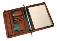 Zipper Leather Pocket Embossed Binders